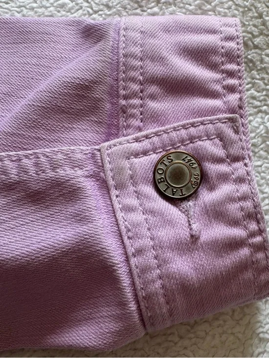 Talbots Pink Ruffle-Neck Denim Jacket - Picture 7 of 10